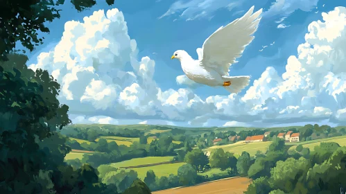 Peaceful Flight Over Countryside