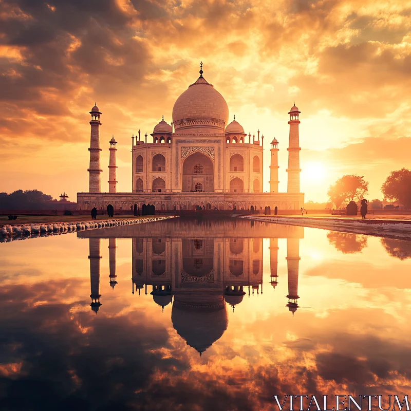 Serene Taj Mahal at Sunset AI Image