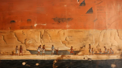 Ancient Egyptian Boat Painting on Lake | Historical Documentation