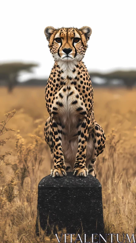 Cheetah in the Tranquil Savannah AI Image