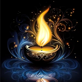 Glowing Flame on Decorative Bowl