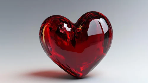 Glass Heart on Grey Background