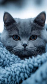 Serene Cat in Blue Tones