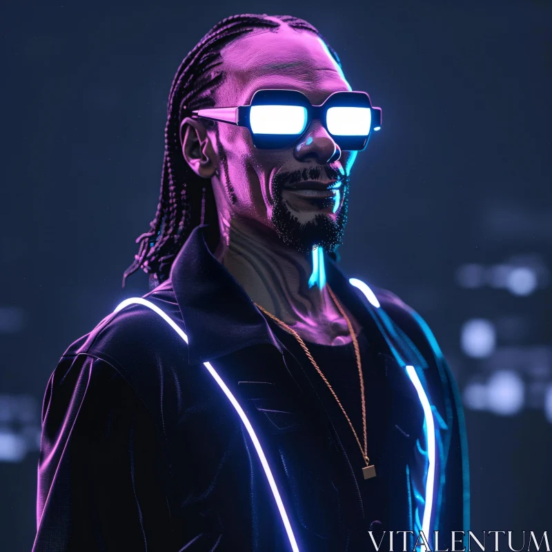 Snoop Dogg in Neon Lights AI Image