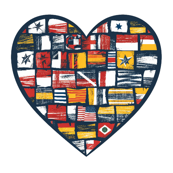 Global Flags Heart Art Tee POD Design