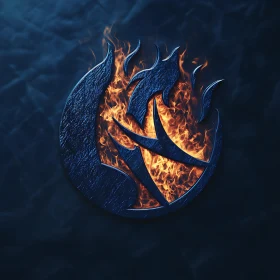 Abstract Blue and Fire Symbol Design