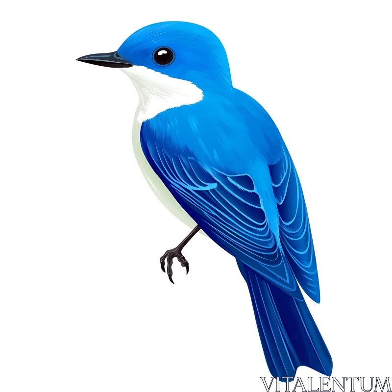 Vibrant Blue Bird Digital Artwork AI Image