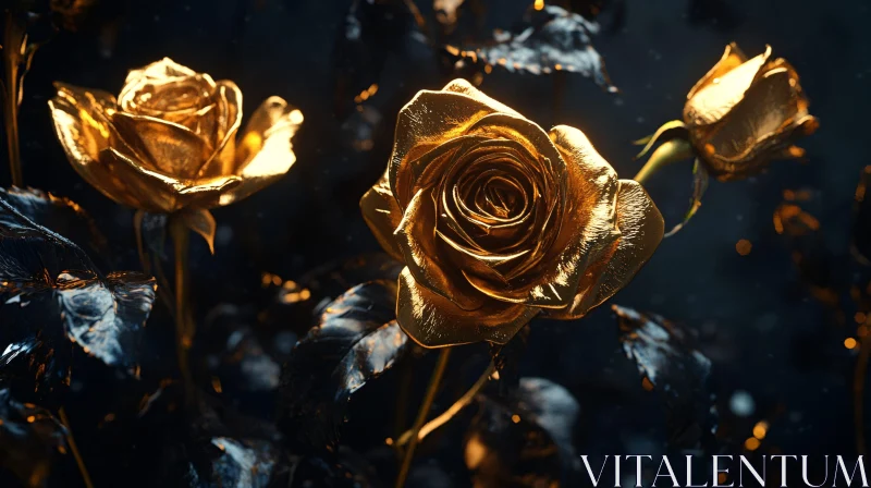 AI ART Luxurious Golden Rose on a Dark Background