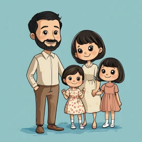 Delightful Family Cartoon Image