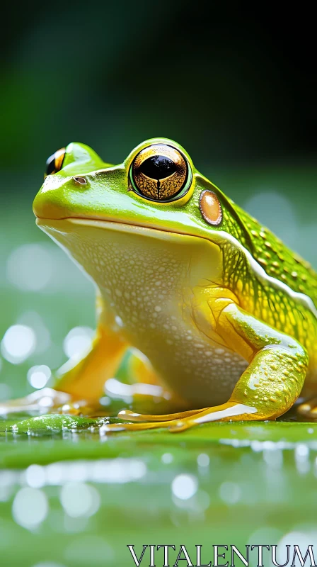 AI ART Frog on Leaf in Natural Setting