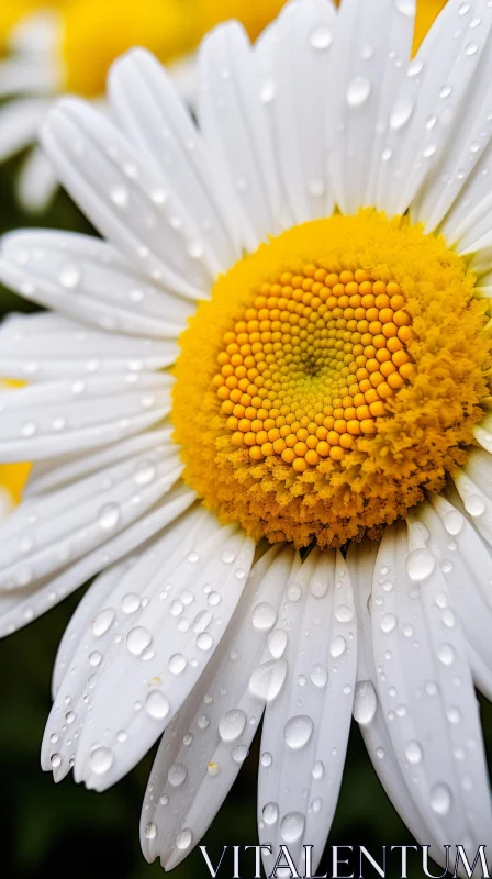 Close-Up of Daisy with Raindrops - Nature's Beauty Exposed AI Image