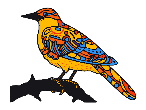 Colorful Bird Vector Illustration on Transparent Background