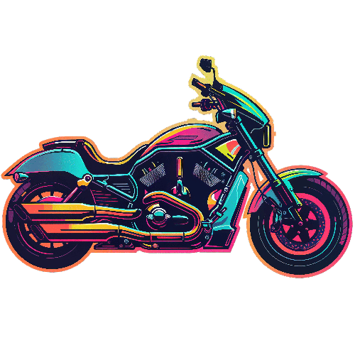 Colorful Cartoon Motorcycle Illustration for Creative Use POD Design