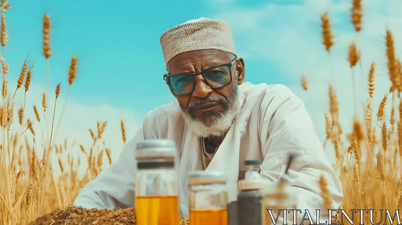 Man in Wheat Field AI Image