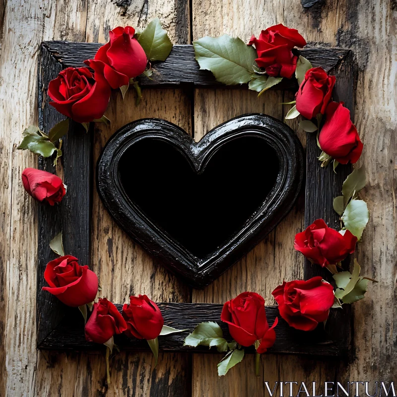 Romantic Roses Heart Frame AI Image