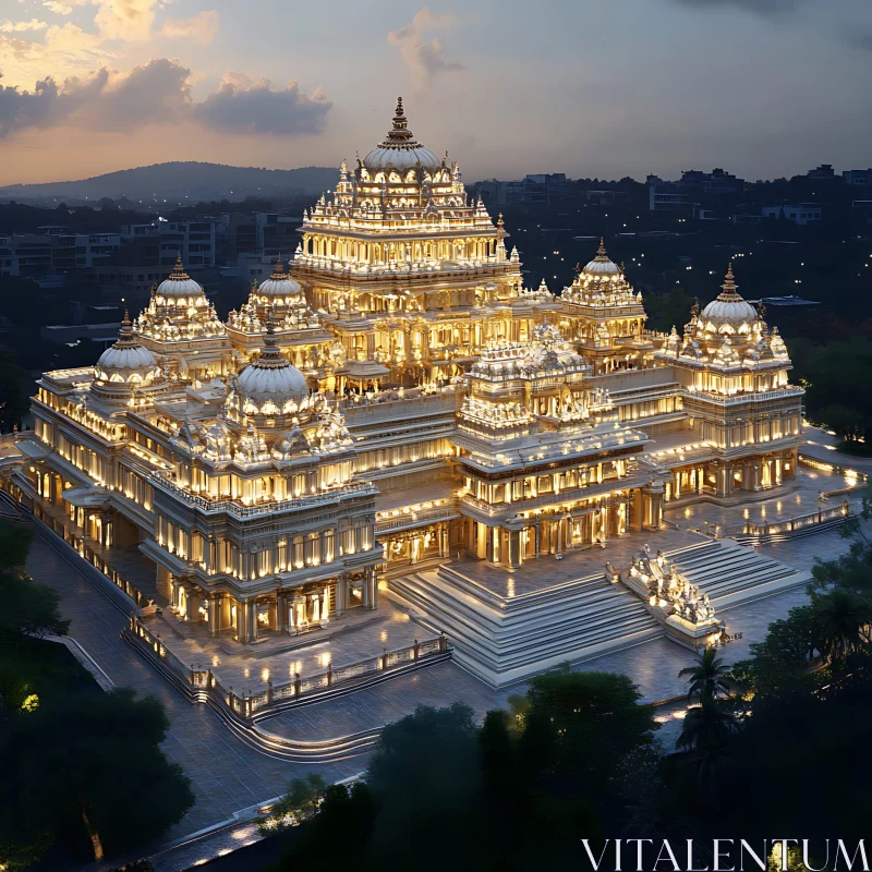 Golden Temple at Dusk AI Image