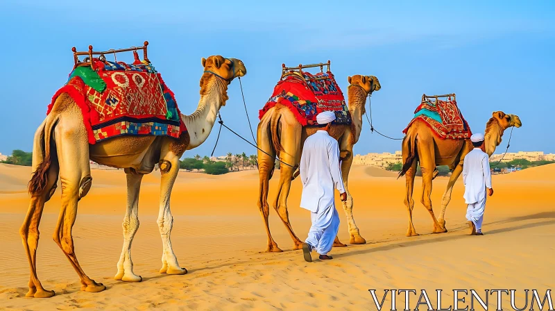 Desert Caravan with Camels AI Image