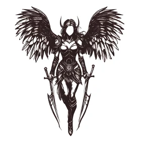 Monochrome Angel Warrior Art