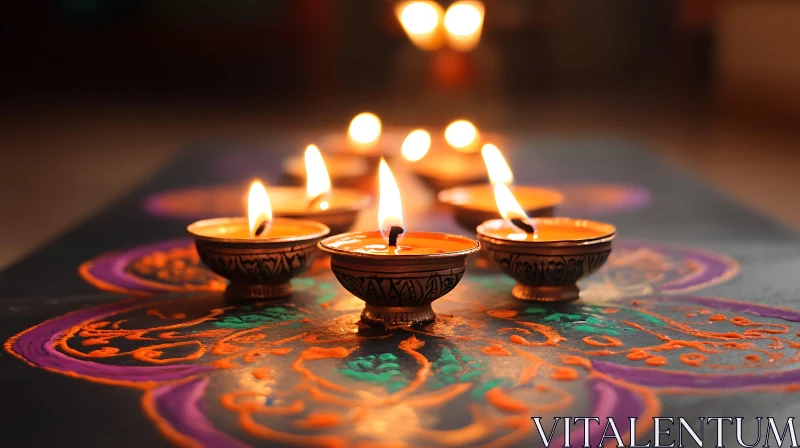 Festival of Lights: Diwali Oil Lamps AI Image