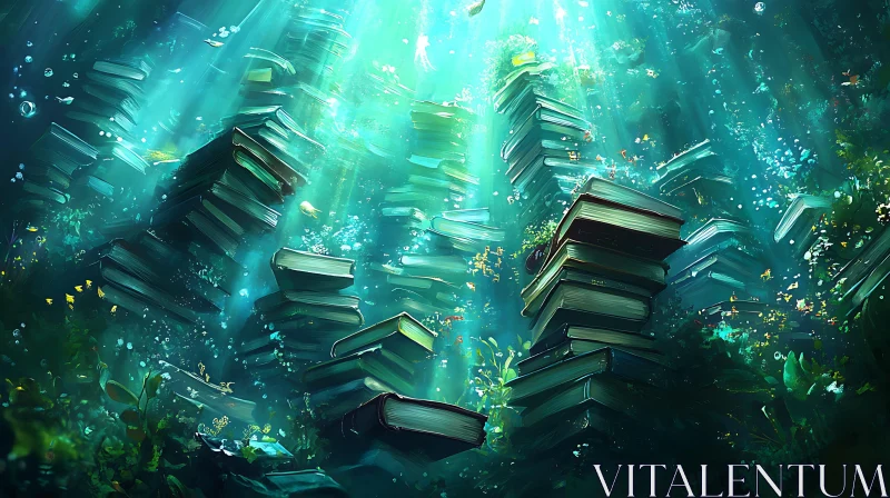 AI ART Submerged Books: An Ocean of Stories