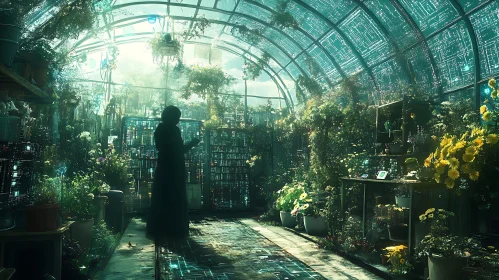 Futuristic Greenhouse with Plants