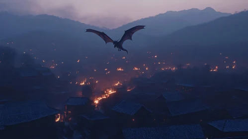 Dragon Over Burning Village