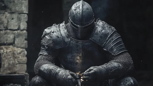 Meditative Knight in Dark Armor