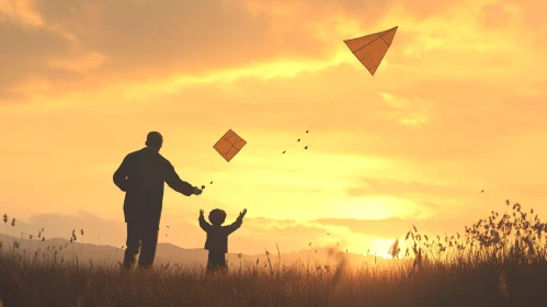 Sunset Kite Flying with Family