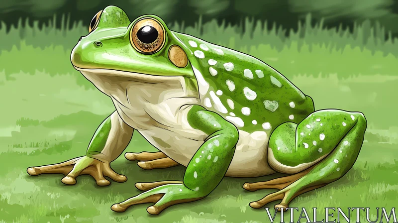 Green Frog in Natural Habitat AI Image