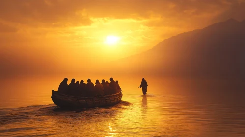 Silhouette Boat at Sunset