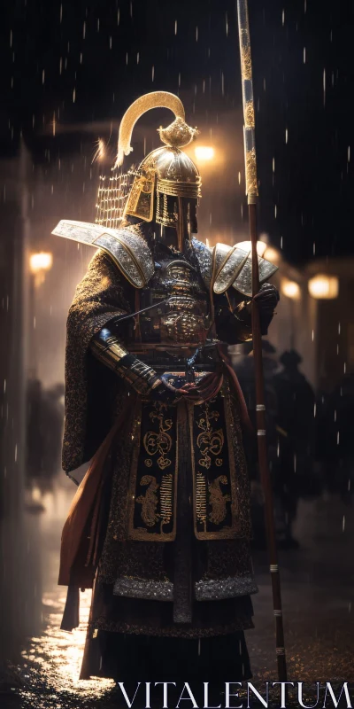 Warrior in Golden Armor AI Image