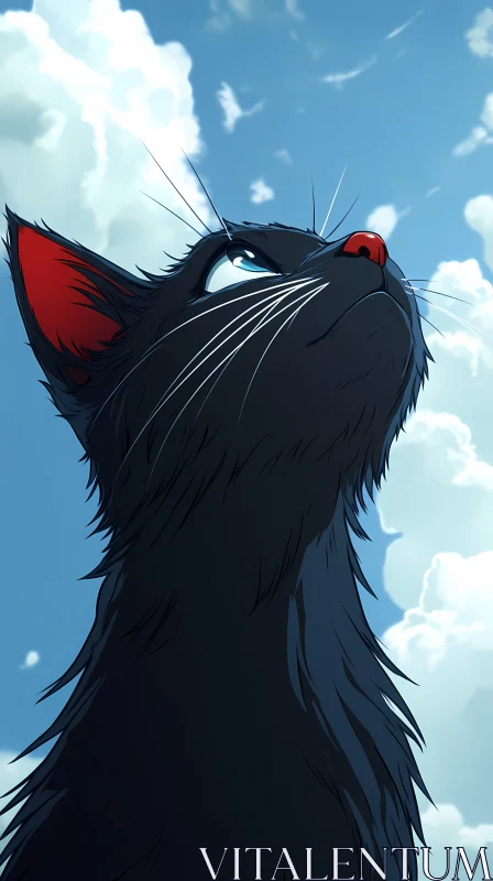 Curious Cat Among Clouds AI Image