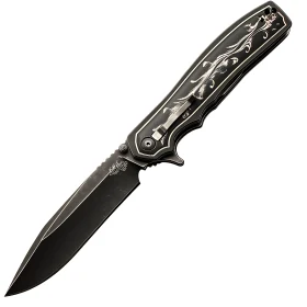 Black Folding Knife with Decorative Handle