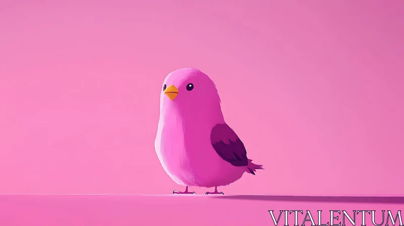 AI ART Gentle Pink Bird on Pink Background