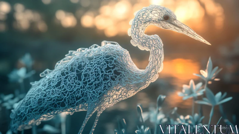 Elegant Bird Made of Lace AI Image