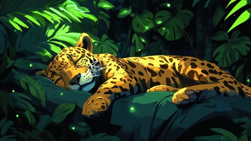 Jungle Leopard in Moonlight