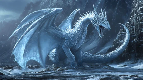 Frozen Dragon in Winter Landscape