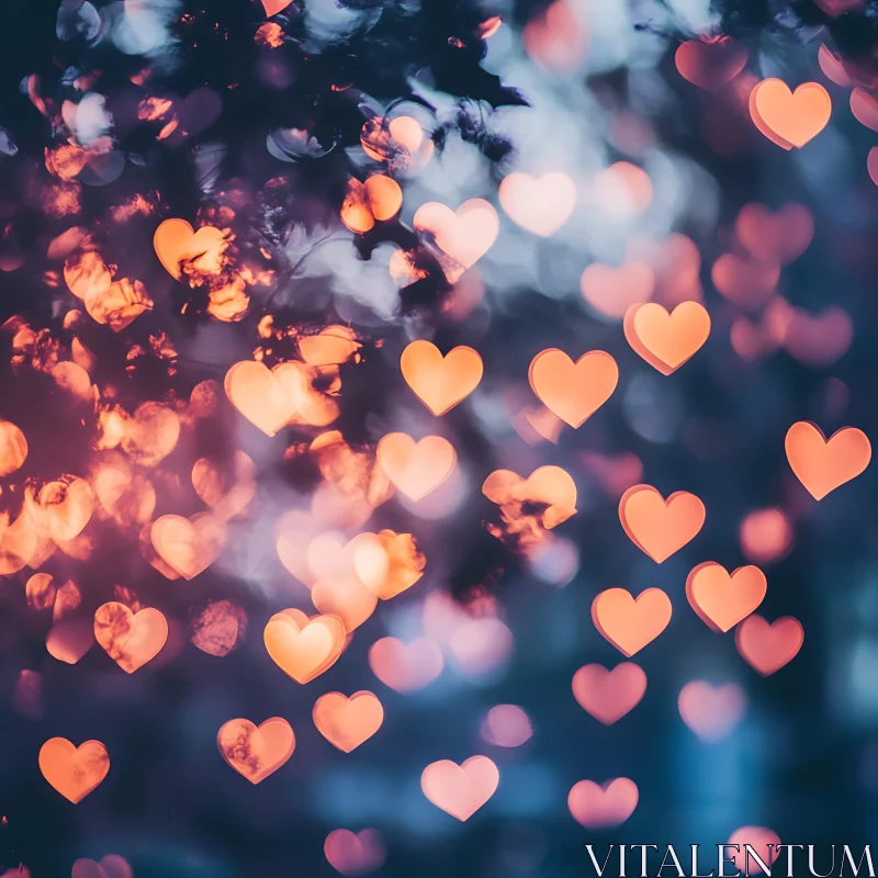 Abstract Heart Lights Bokeh Background AI Image