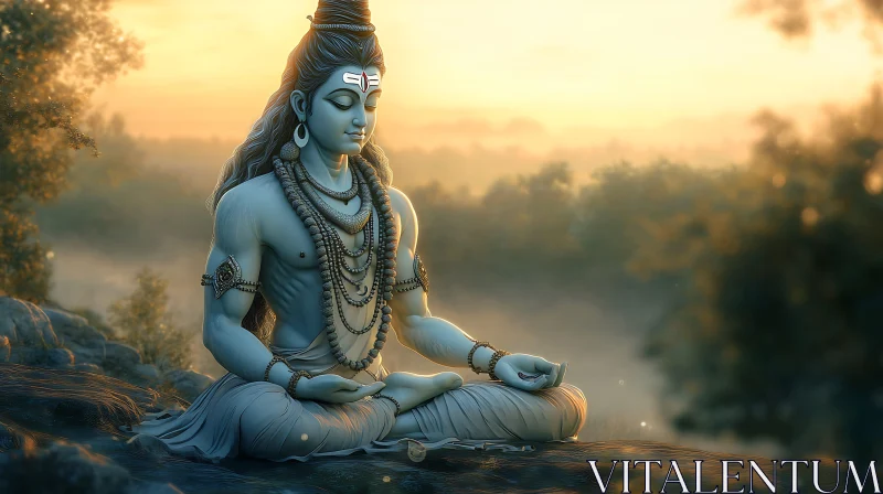 Meditative Deity at Dawn AI Image