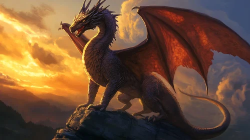 Sunset Dragon Fantasy Art