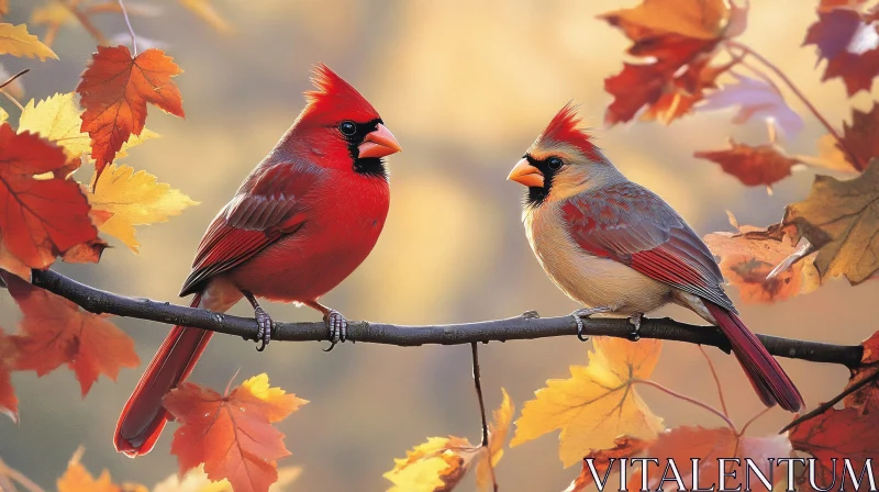 Pair of Cardinals on Branch AI Image