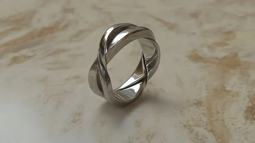 Modern Silver Ring with Twisted Bands