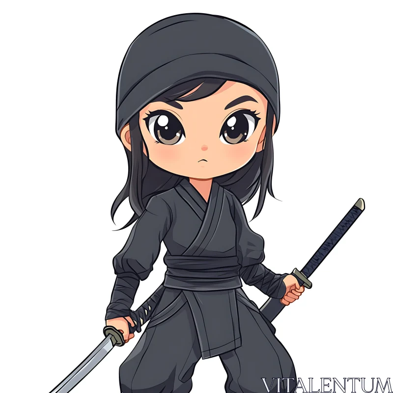 AI ART Cute Cartoon Ninja Character Art