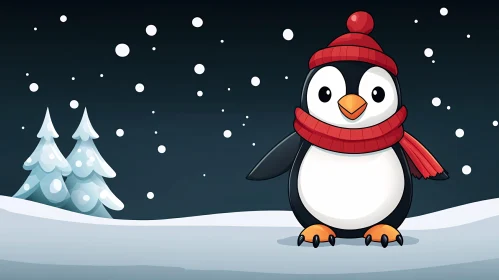 Cute Winter Penguin Artwork