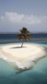 Palm Tree on a Tiny Sandy Island