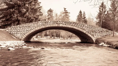 Enchanting Stone Bridge Over a Rushing River