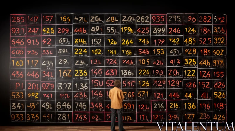 Enigmatic Numbers: A Captivating Image of a Man and a Mysterious Board AI Image