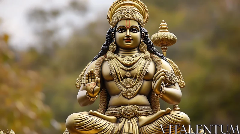 Serene Hindu God Sculpture AI Image