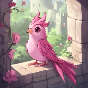 Cartoon Bird with Flowers