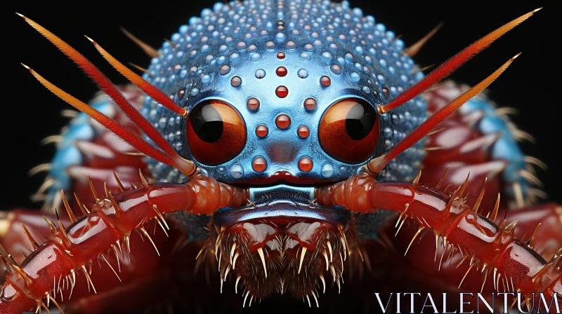 Tiny Insect with Blue and Red Head - A Unique Artistic Depiction AI Image